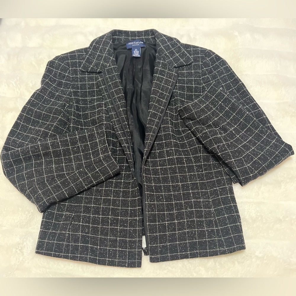 Ann Taylor Checkered Black and White Blazer